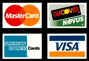 MasterCard, Visa, Discover, American Express